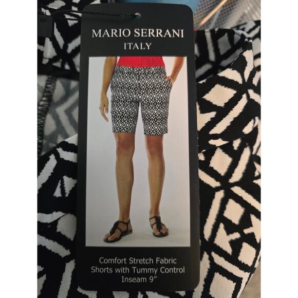 Mario Serrani Italy Black White Comfort Stretch Tummy Control Shorts 8 NWT - Picture 4 of 6